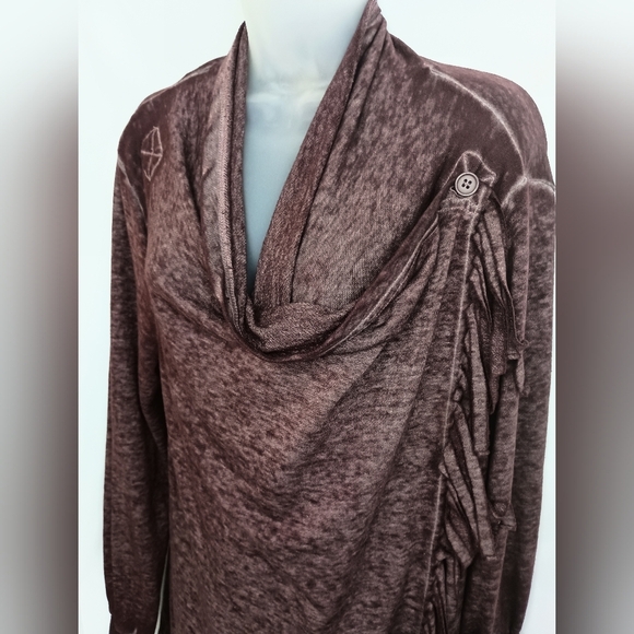 WRANGLER Burgundy Textured Cotton Knit 3 In One Cardigan Sweater Duster (#373) - Picture 5 of 11
